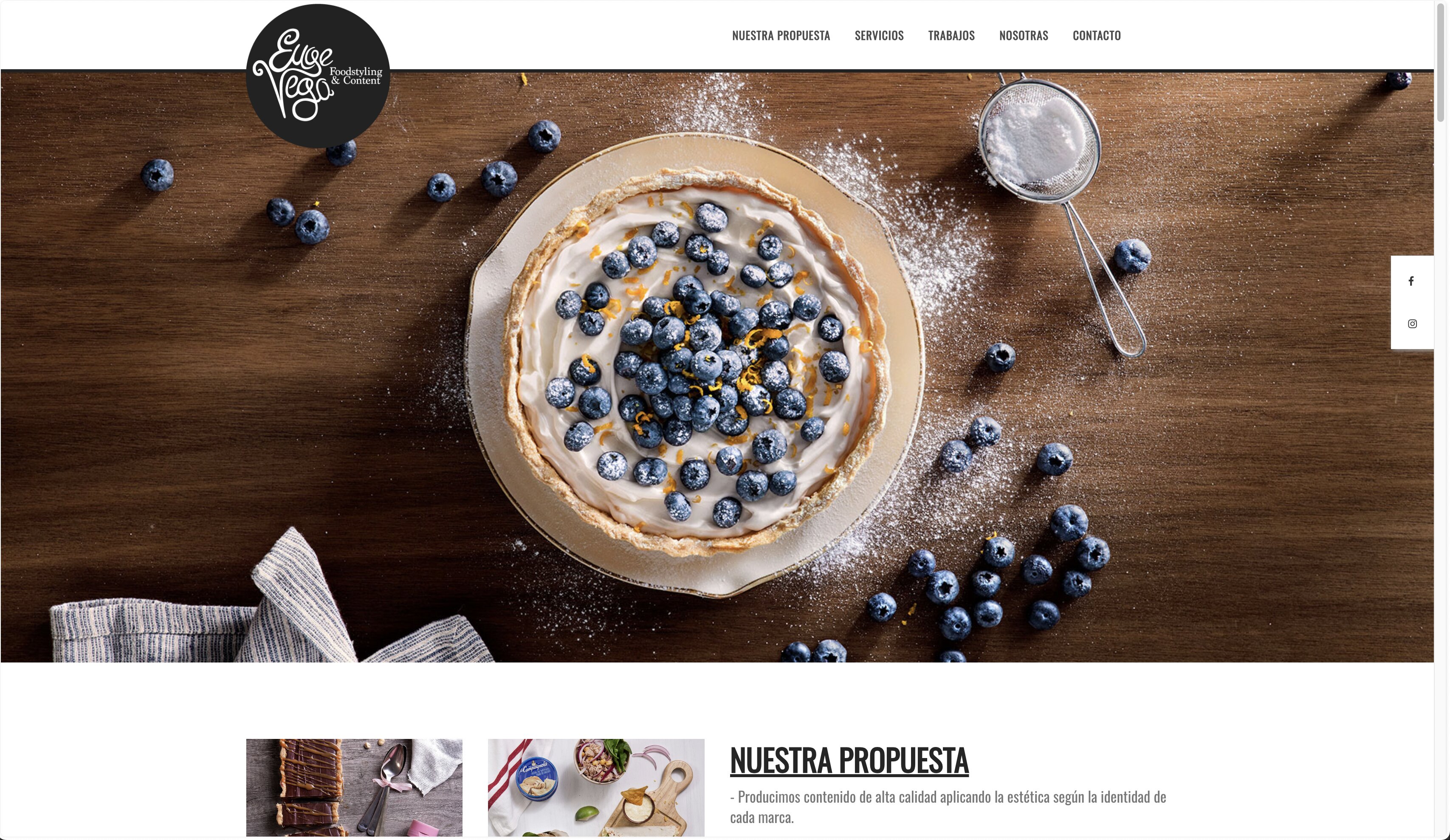 Sitio one page de Euge Vega Food Styling