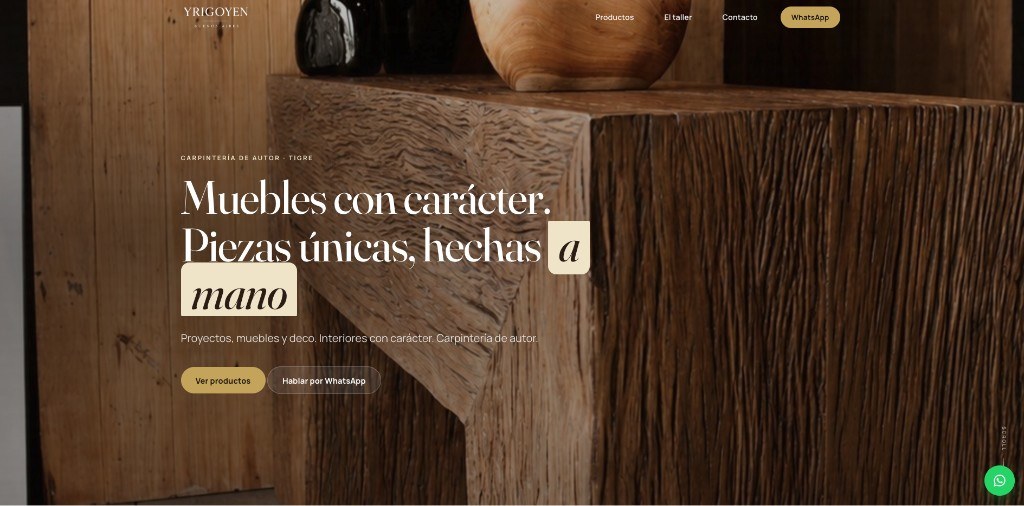 Sitio web de Yrigoyen, carpintería de autor en Tigre