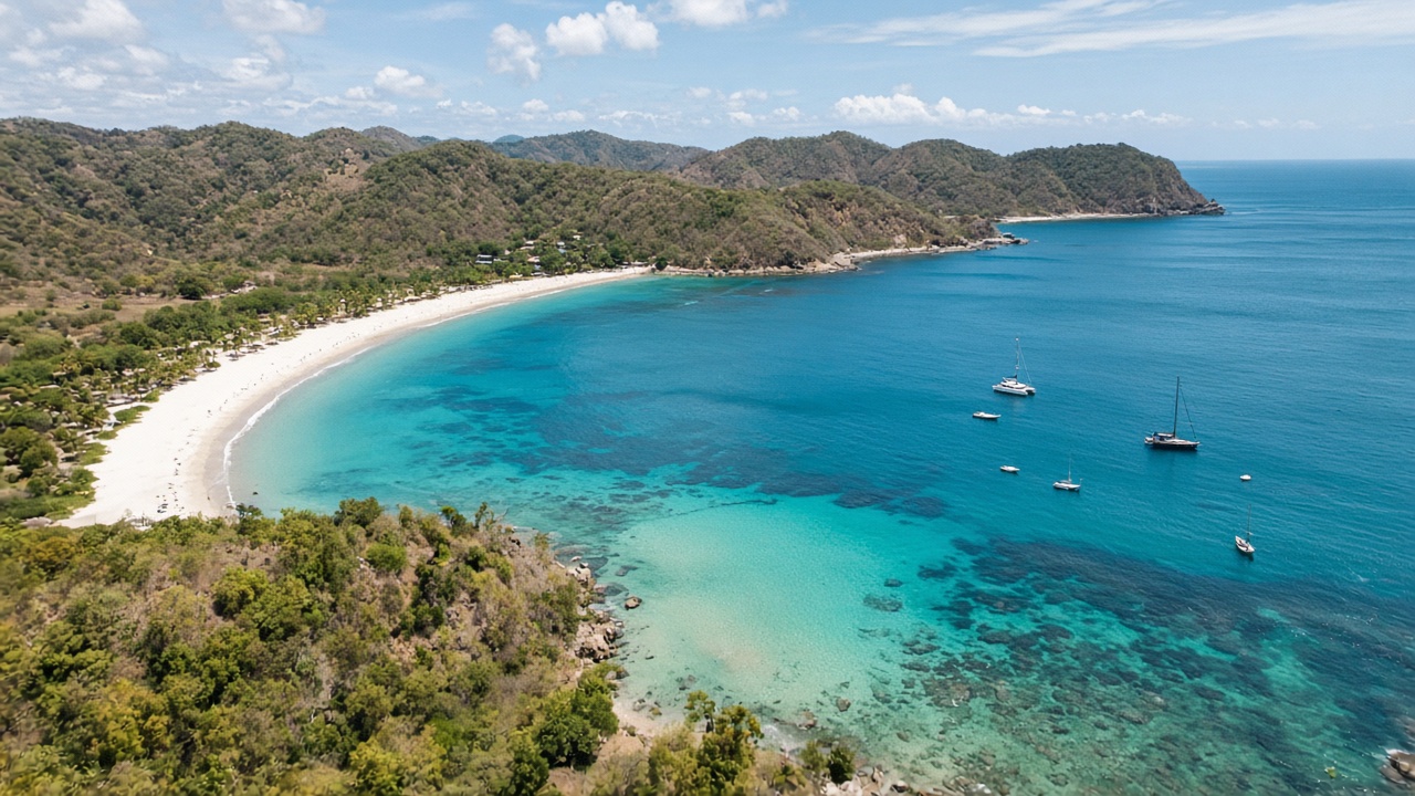 Playa Flamingo beach and bay in Guanacaste, Costa Rica, departure area for Adventours at Sea