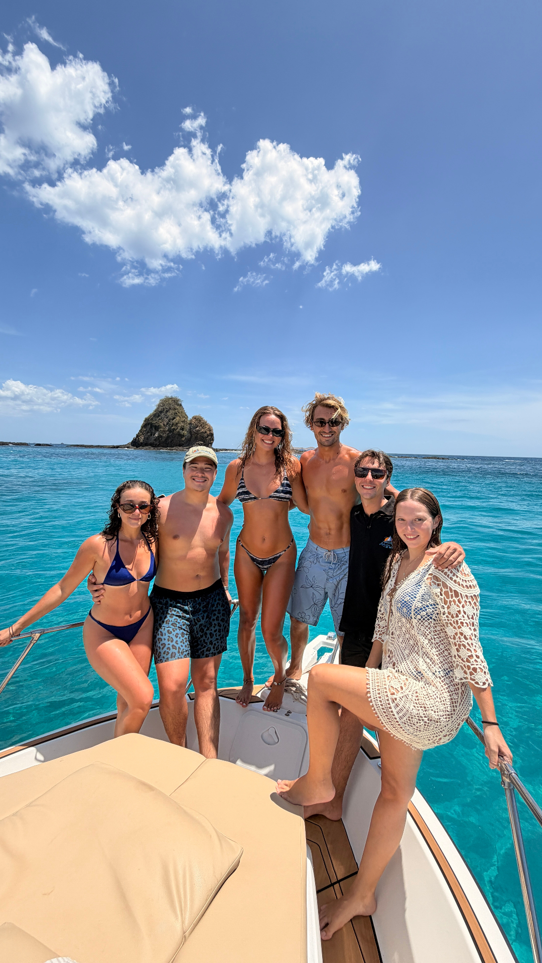 Private charter group on Adventours at Sea in turquoise water off Flamingo, Guanacaste